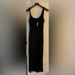 NWT Bebe size small black long lace dress